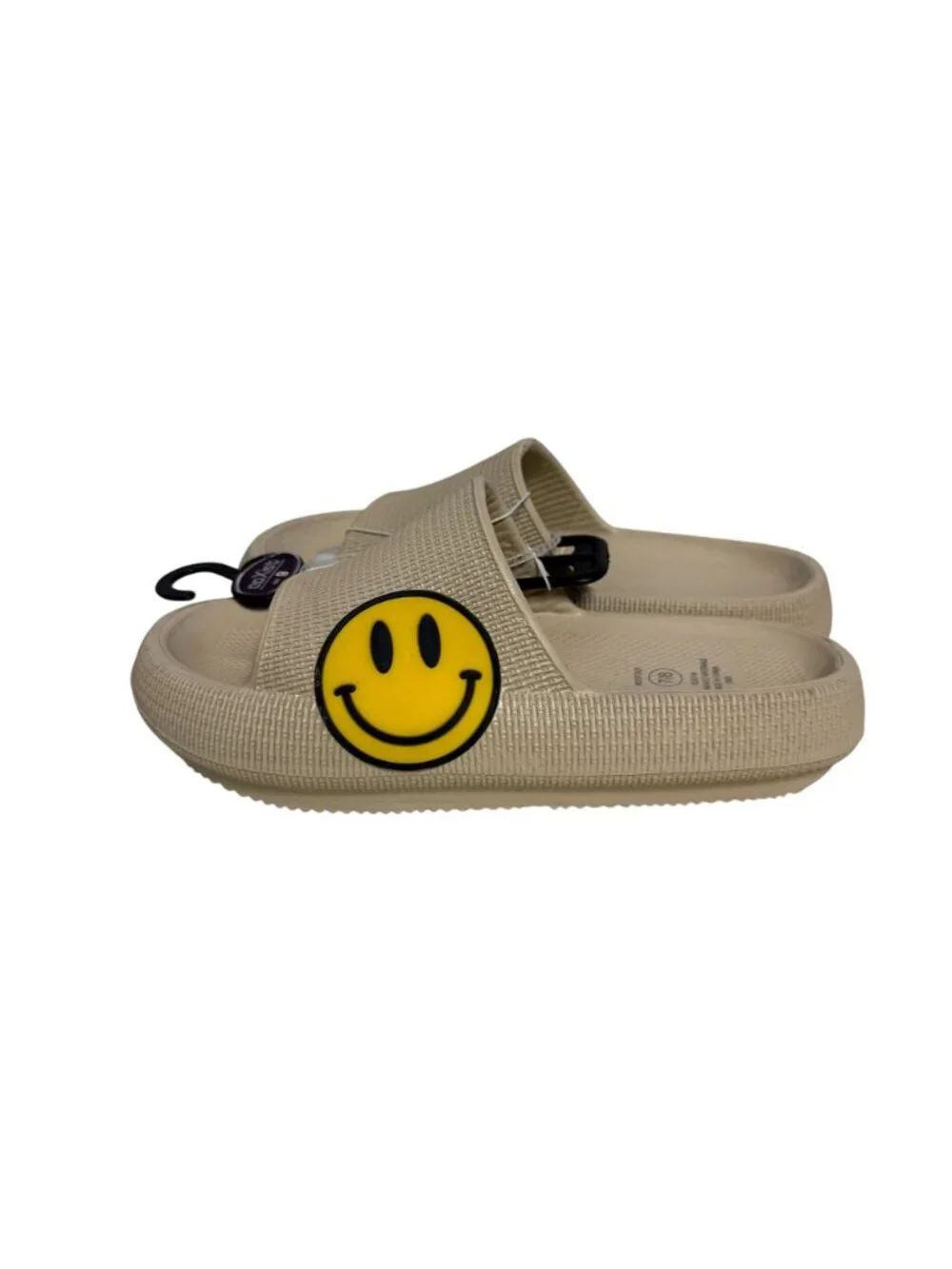 CoXist Slide Sandals Smiley Face Size 7/8 Unisex NWOT Beige - Picture 3 of 6
